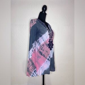 MICHAEL KORS Tie Dye Tunic With Embroidered Detail‎ Women’s Size Small